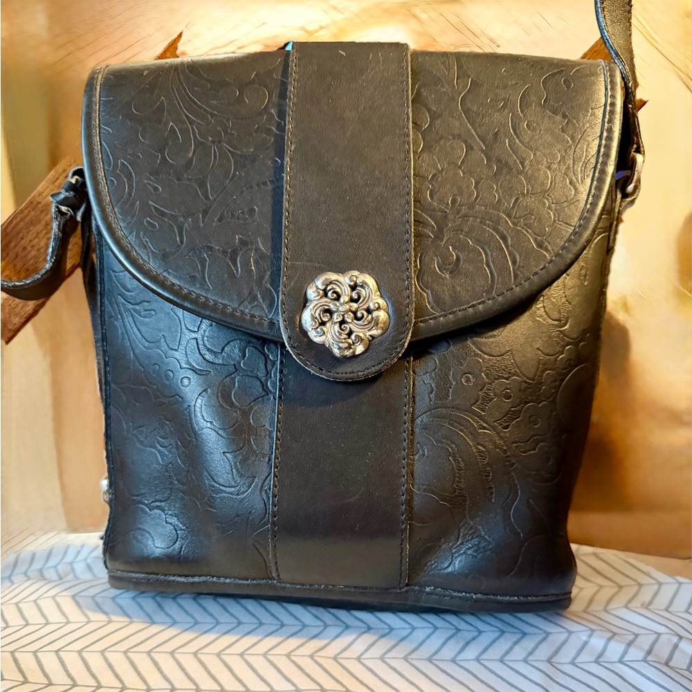 Brighton Brand Elegant Black Embossed Shoulder Bag